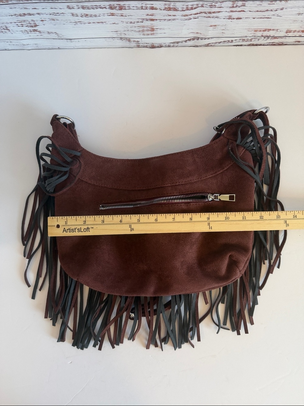 BOHEMIAN BOHO WESTERN FRNGE FAUX SUEDE ADJUSTABLE STRAP CROSSBODY BAG PURSE - Picture 5 of 8